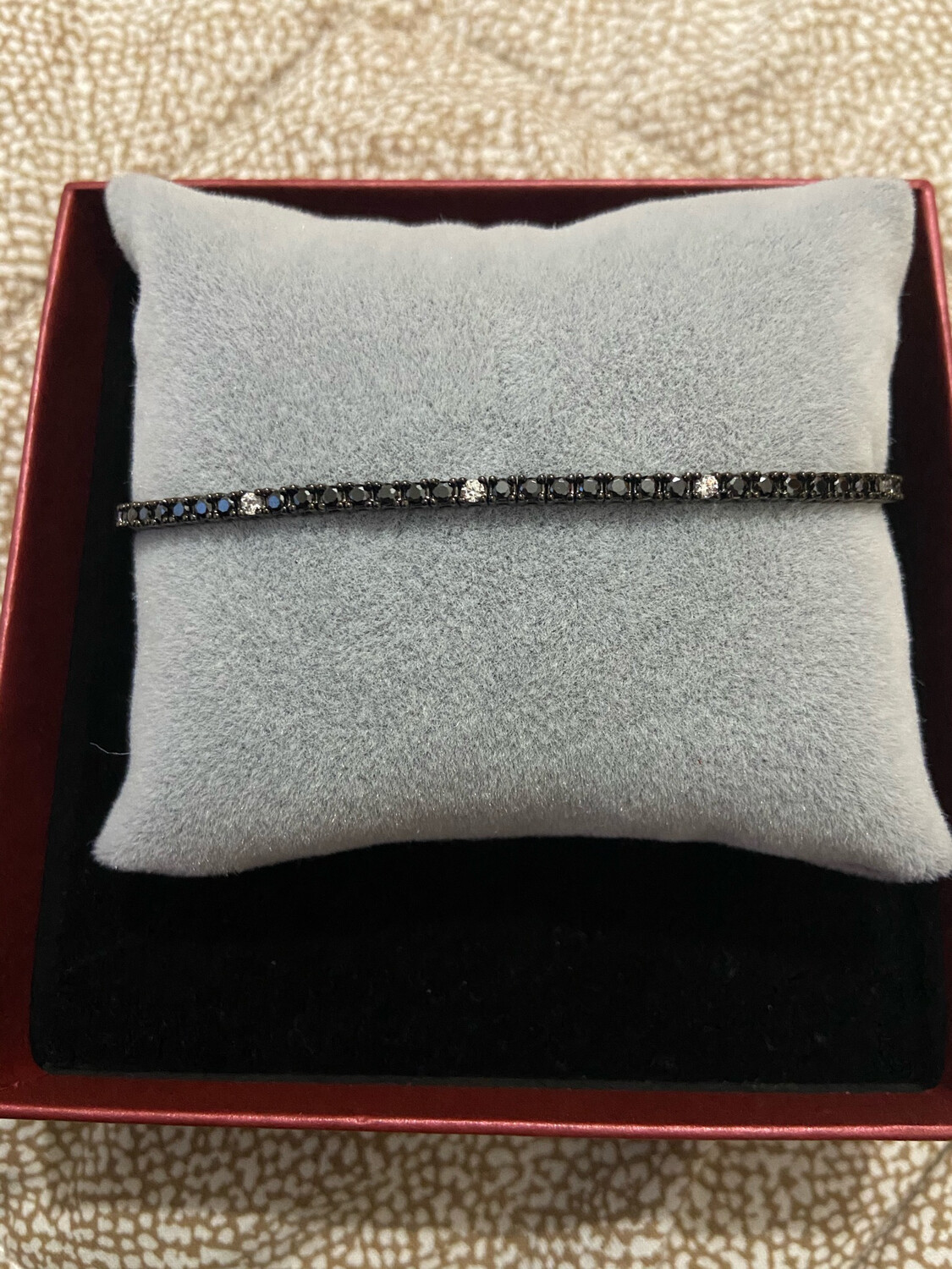 Bracciale tennis argento 925 Brunito con zirconi neri e bianchi