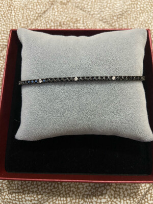 Bracciale tennis argento 925 Brunito con zirconi neri e bianchi