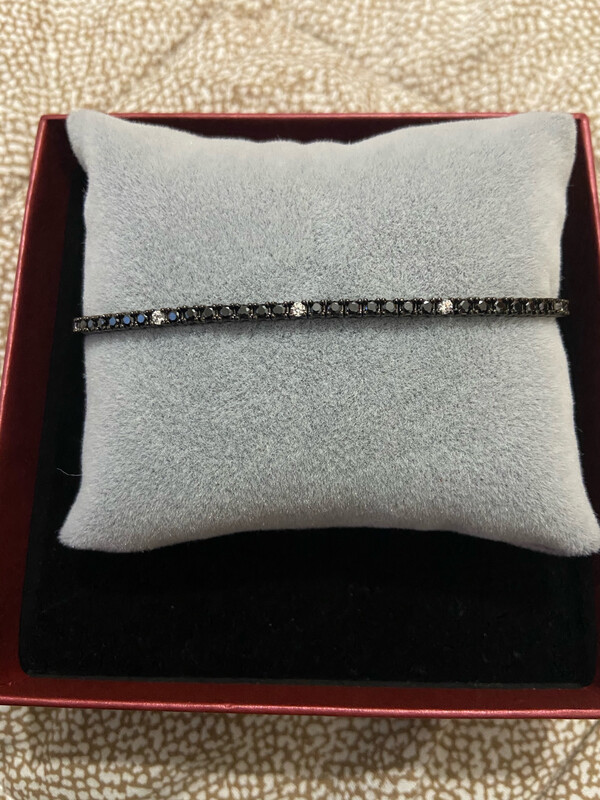 Bracciale tennis argento 925 Brunito con zirconi neri e bianchi