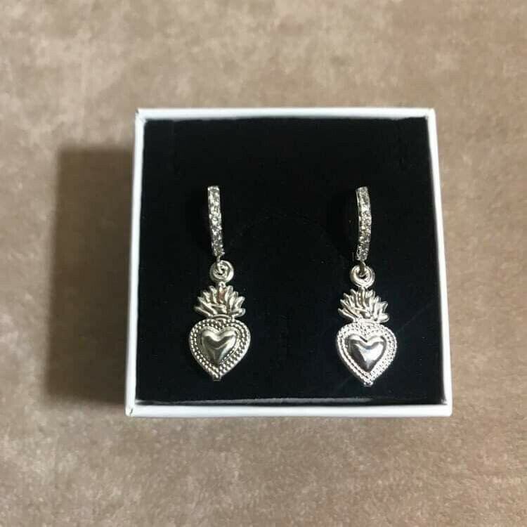 hoop sacro cuore silver con strass