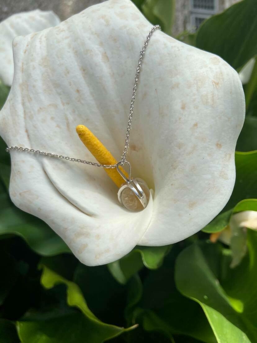 collana sfera in quarzo ialino e argento 925