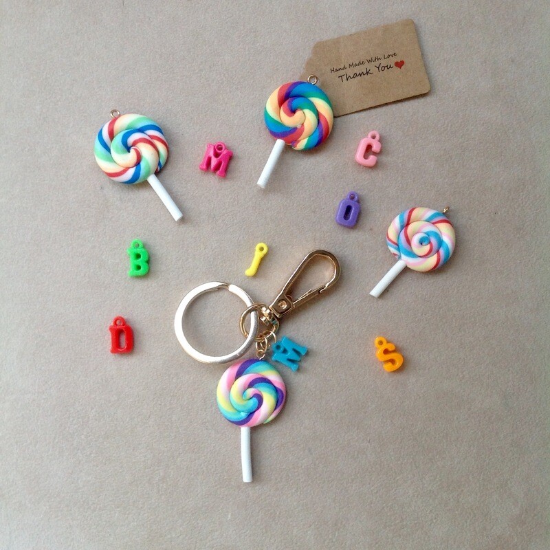 Portachiavi Lollipop con lettera colorata