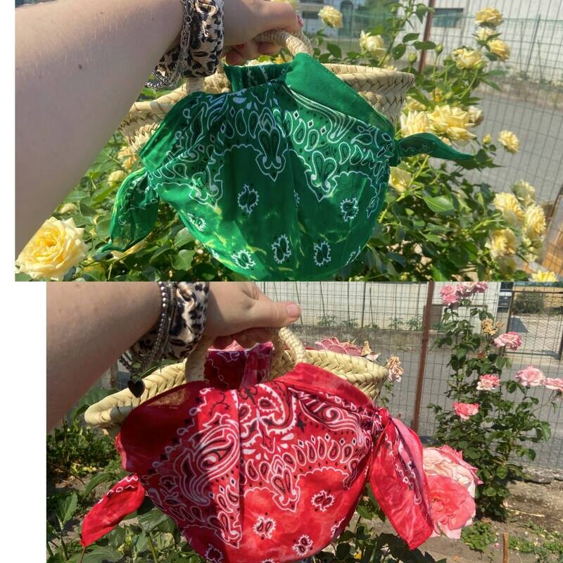 borsetta paglia bandana vintage