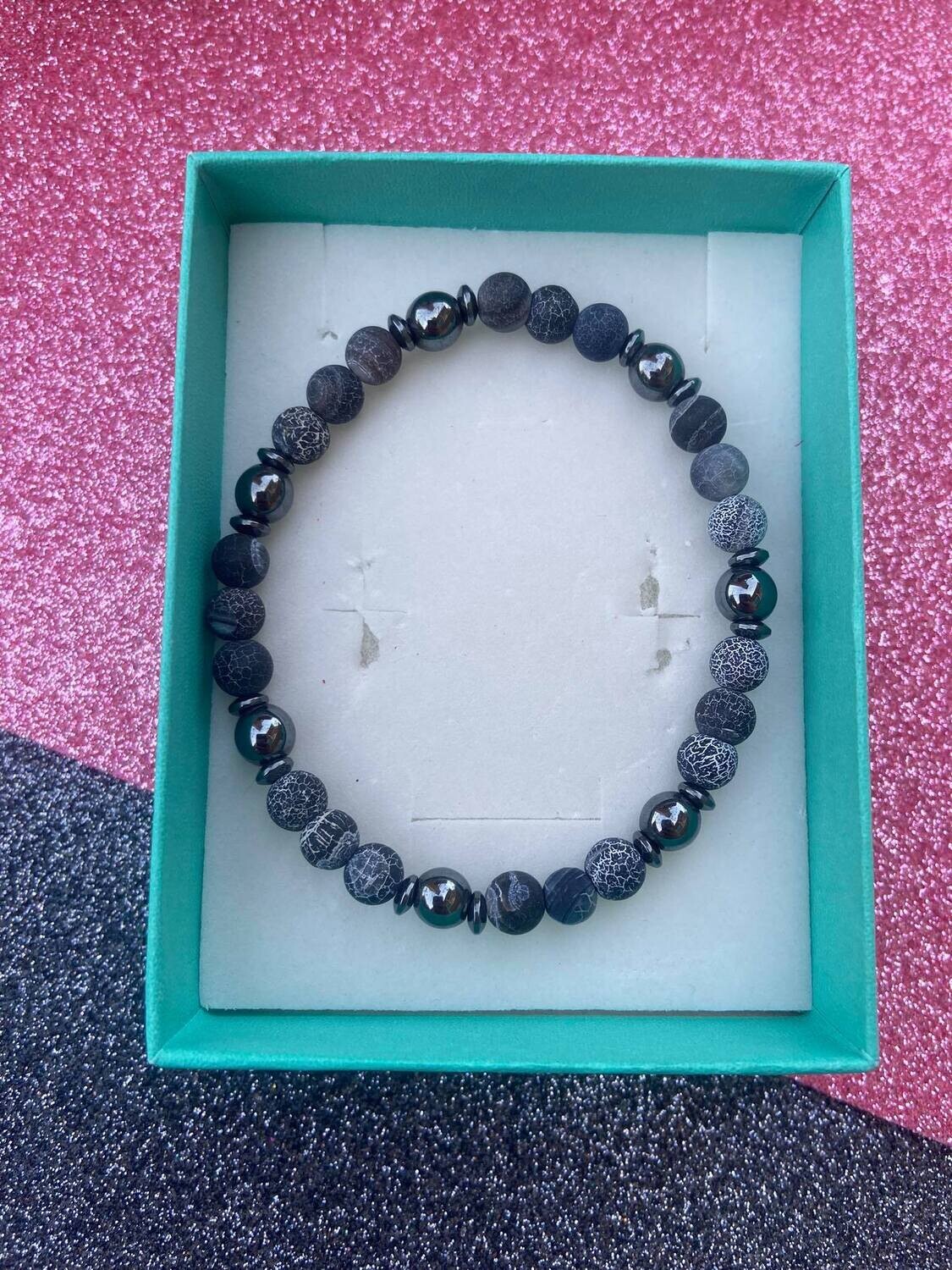 bracciale uomo con agata fuoco crack
