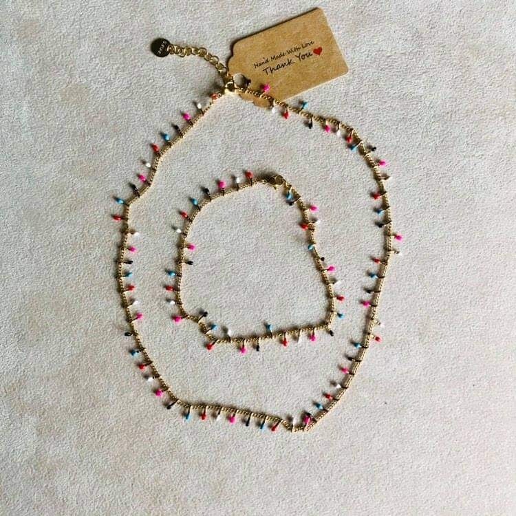 Set collana e bracciale  gocce multicolor