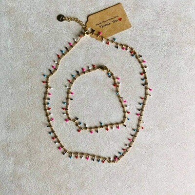 Set collana e bracciale  gocce multicolor