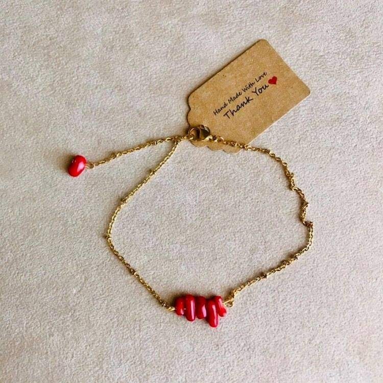 Cavigliera con Corallo Bambù