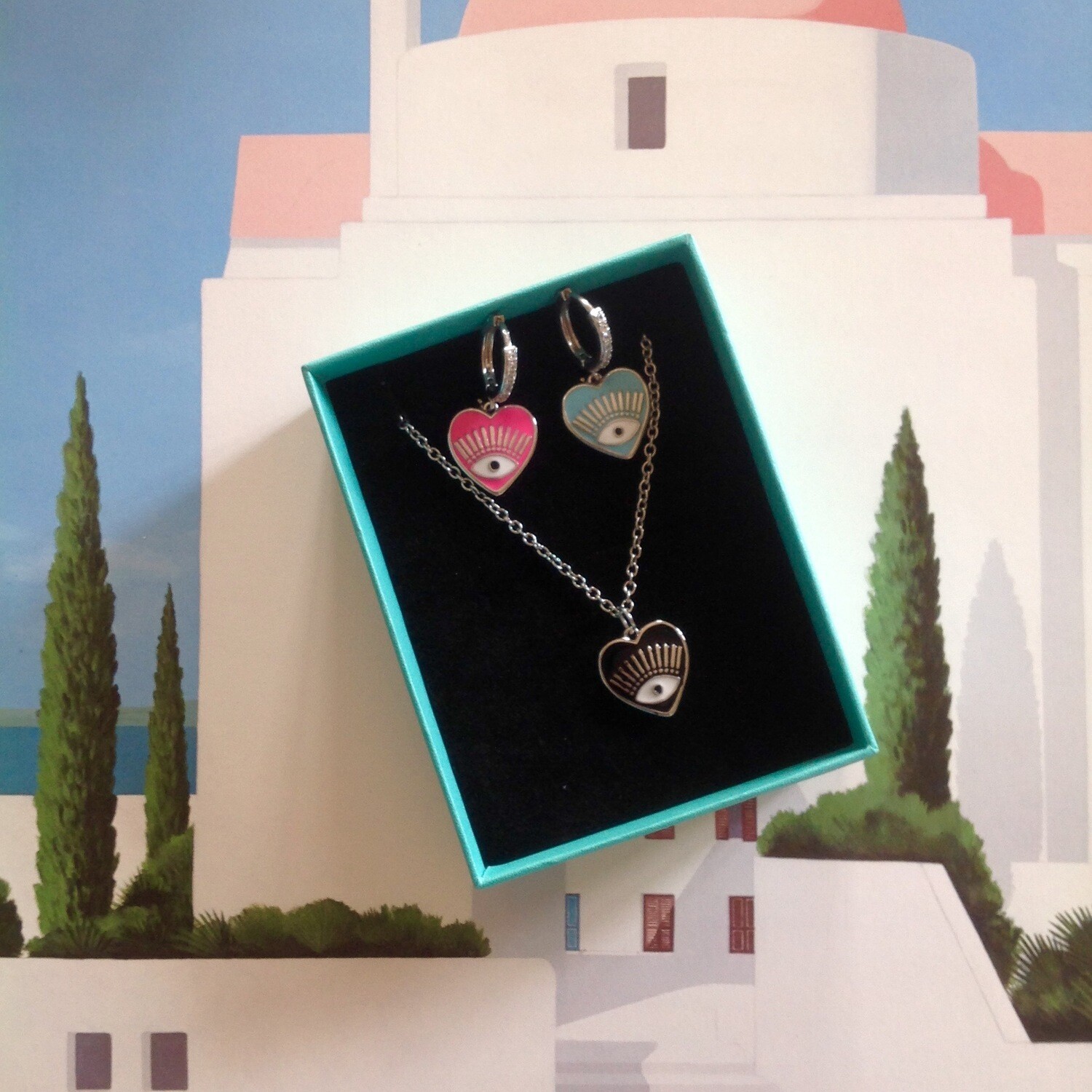 Set Lucky eye silver con orecchini