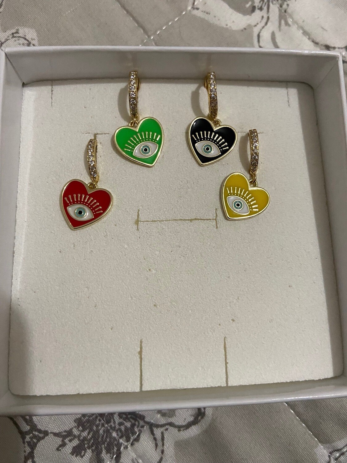 orecchino cerchio strass cuore della fortuna