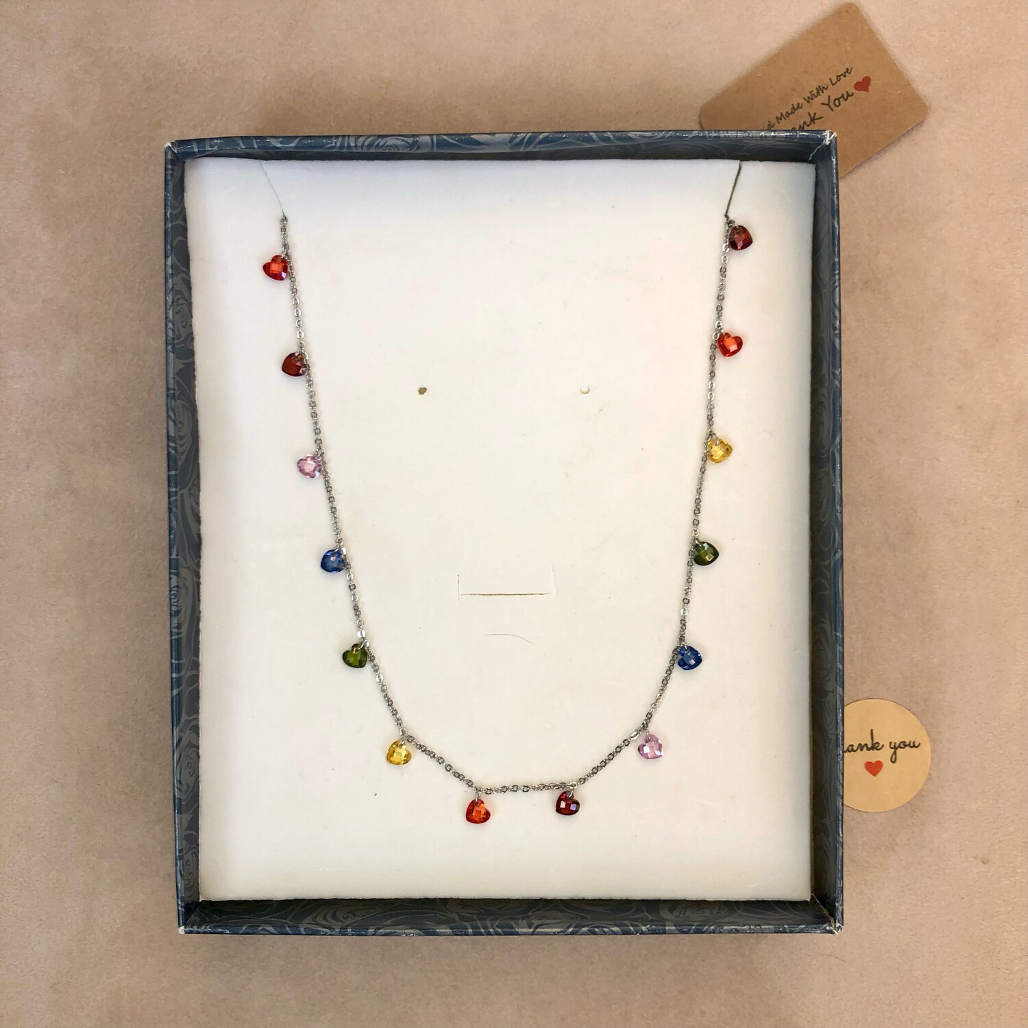 Collana Cuoricini in Zircone color mix