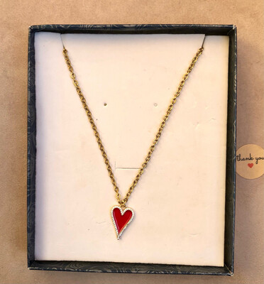 Collana Cuore ♥️smaltato rosso e Zirconi
