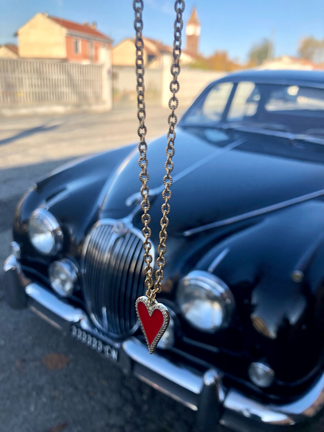 Collana Cuore ♥️smaltato rosso e Zirconi