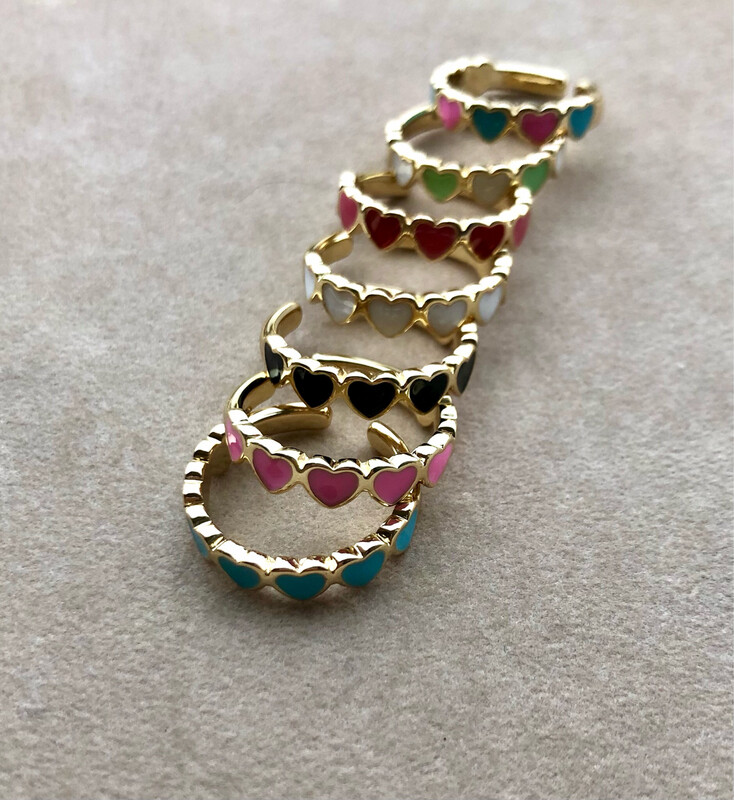 Anello Cuoricini smaltati