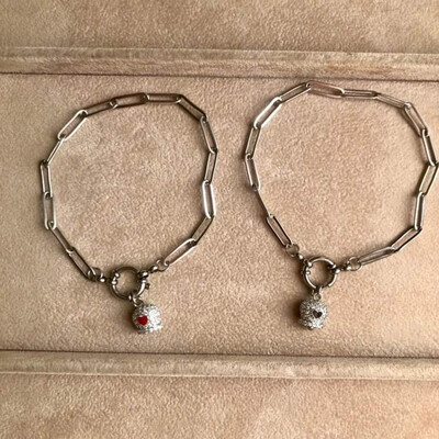 Bracciale catena con campanella silver