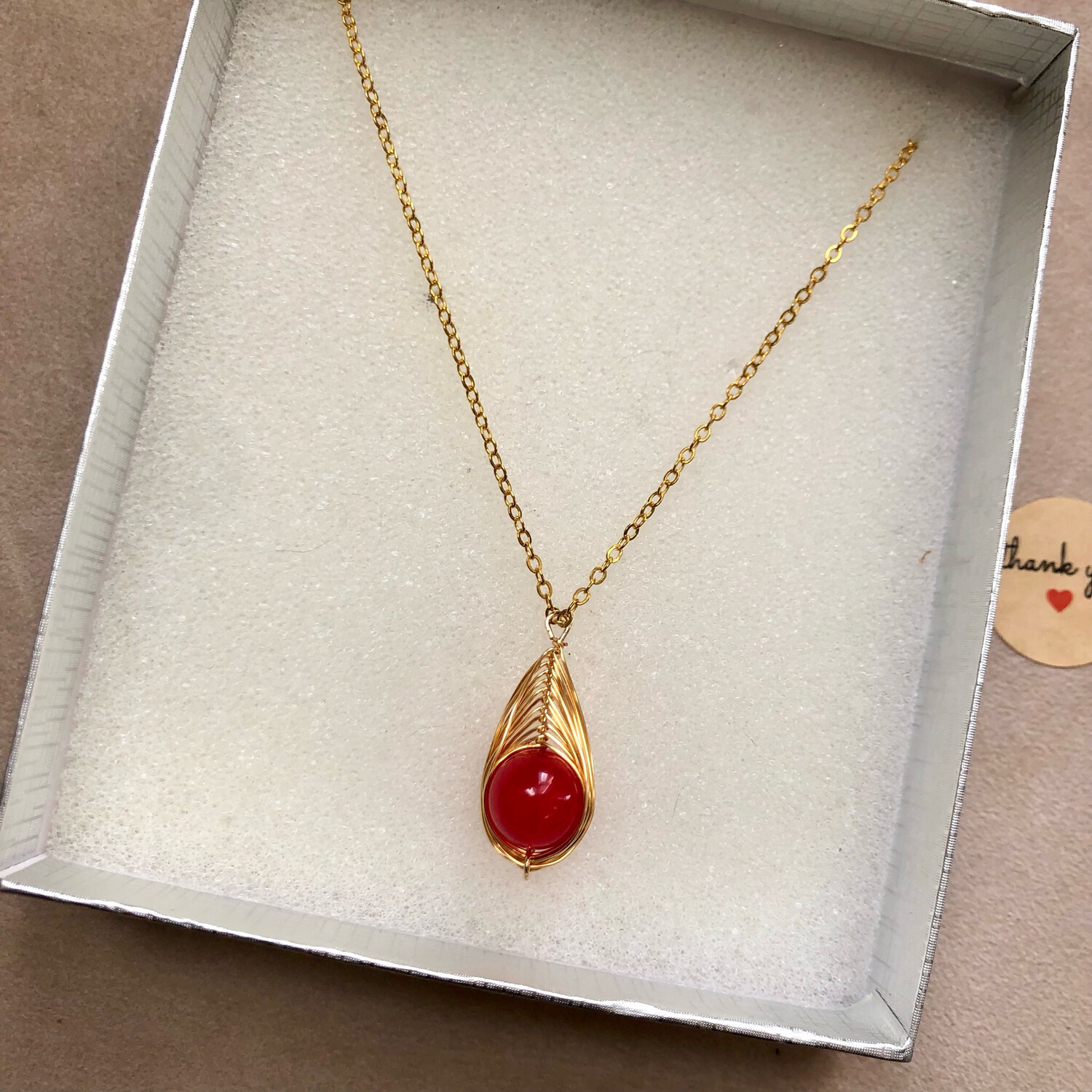 Collana Wire Wrap Corniola