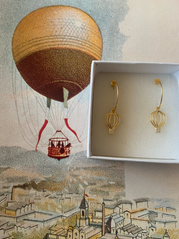 Hoop mongolfiera gold argento 925