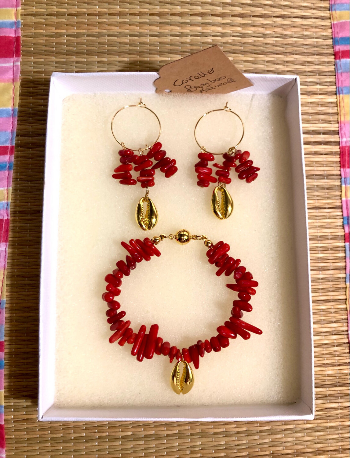 Set braccialetto+orecchini Corallo Bambù