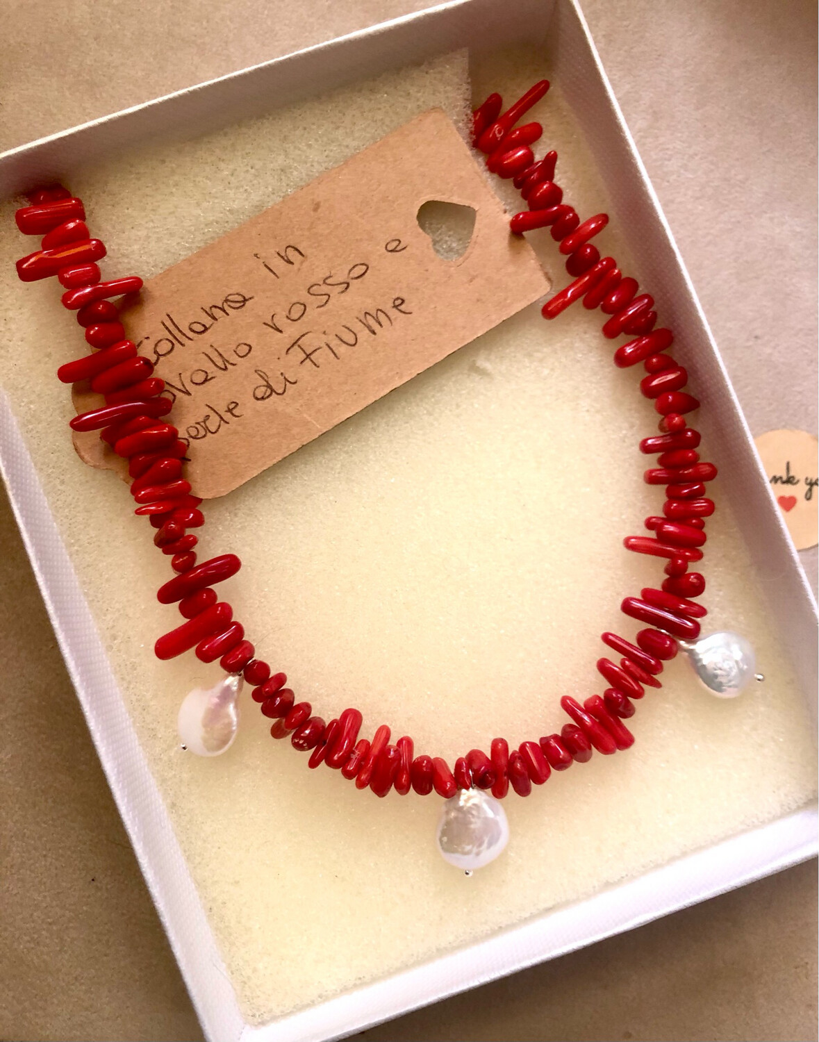 Collana Corallo e perle di fiume