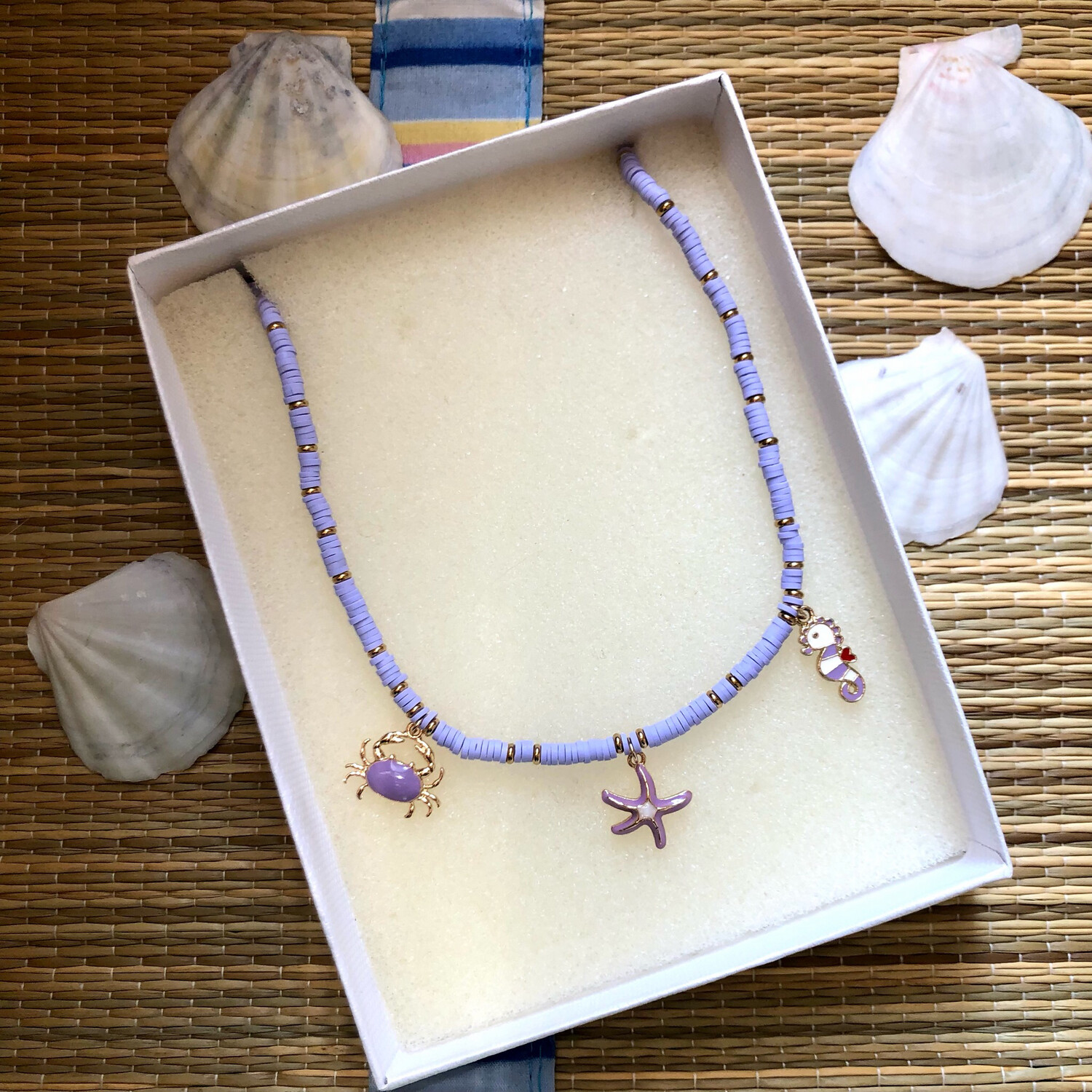Collana heishi lilla