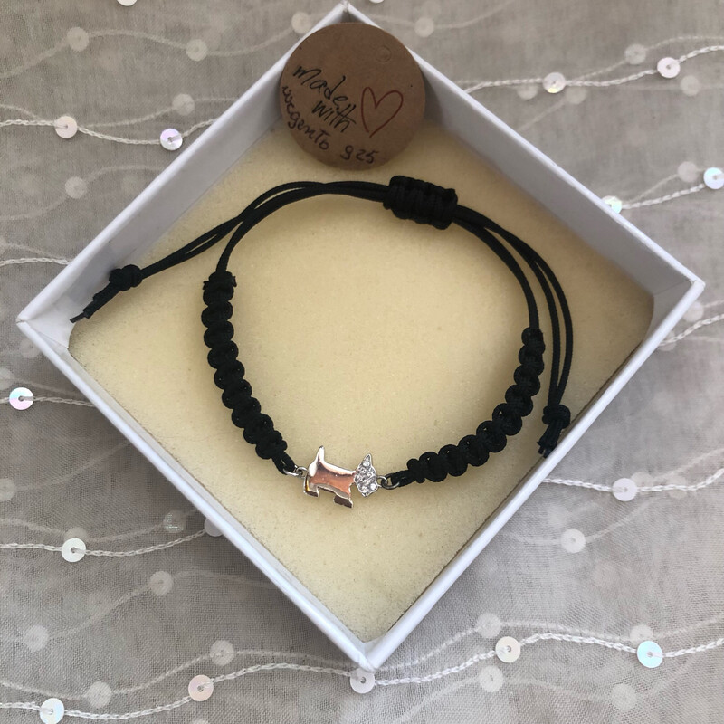 Braccialetto cagnolino strass arg 925