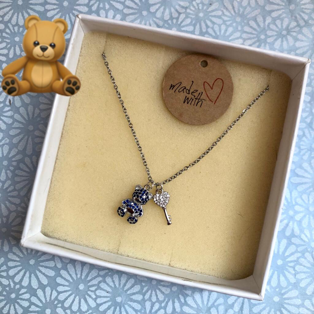 Collana Teddy e chiave( Silver)