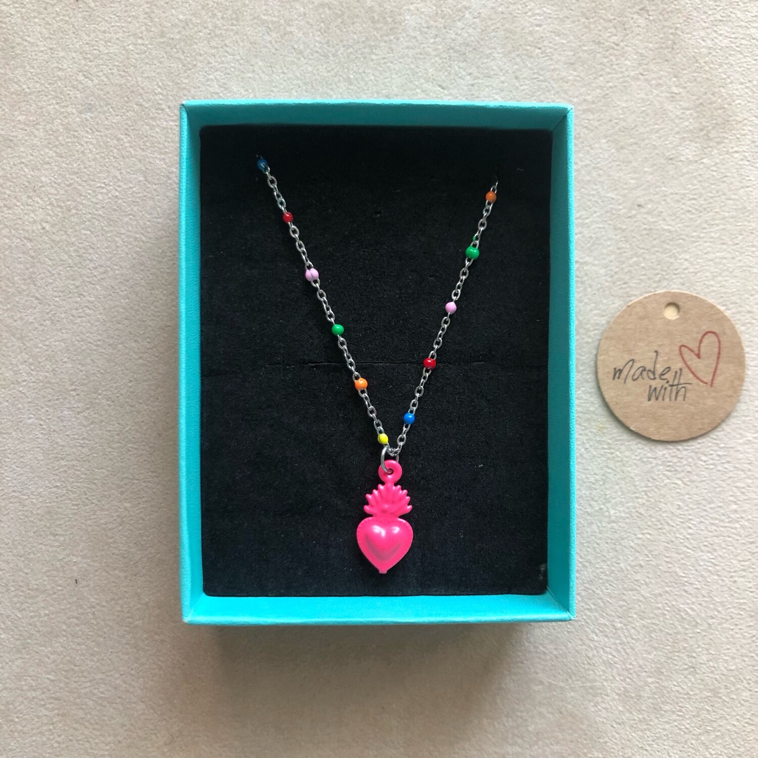 Collana Cuore Sacro fluo(silver)