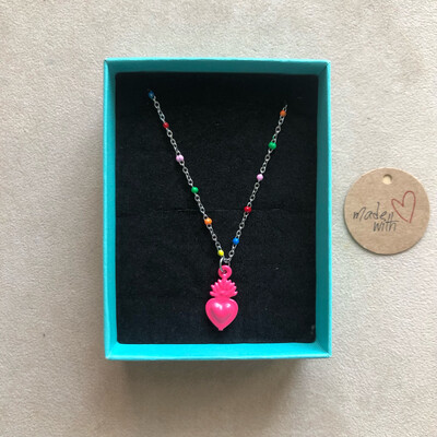 Collana Cuore Sacro fluo(silver)