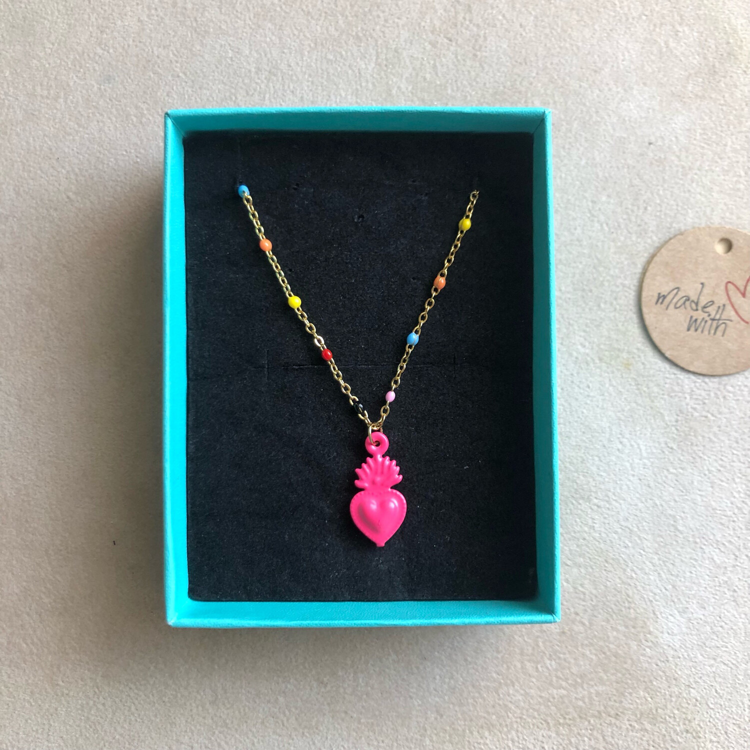 Collana Cuore Sacro fluo(gold)