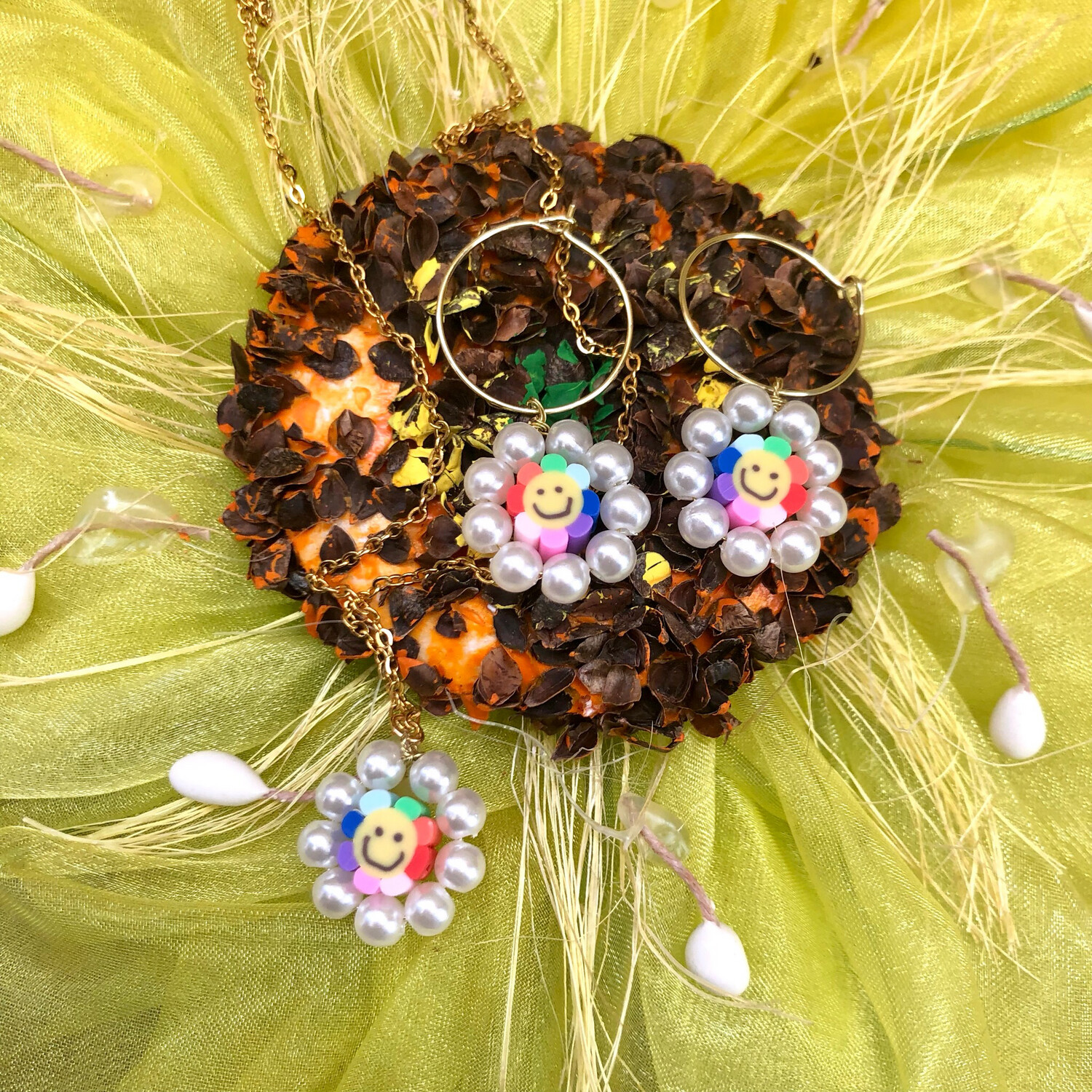 Set Flower Smile con perle bianche🌼😊