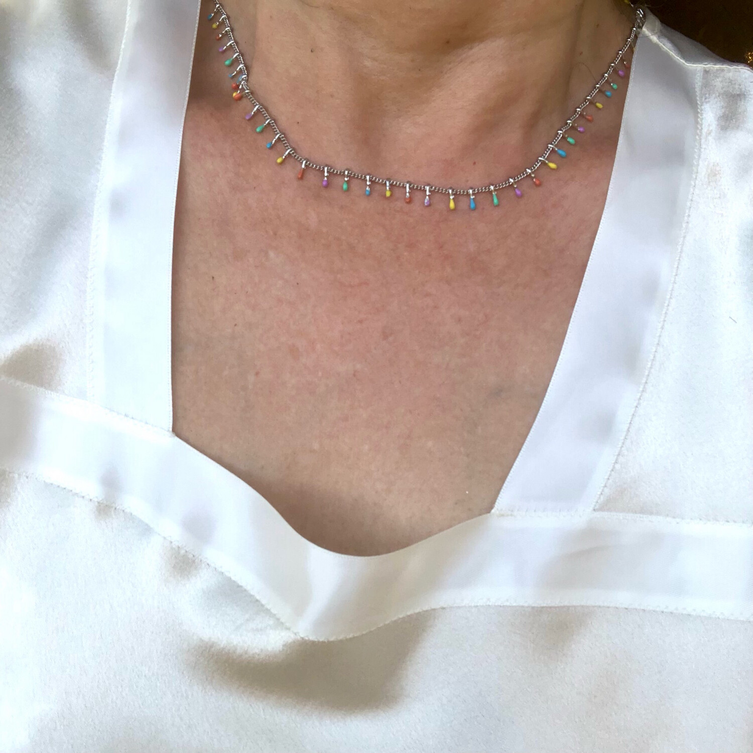 Choker Silver gocce multicolor