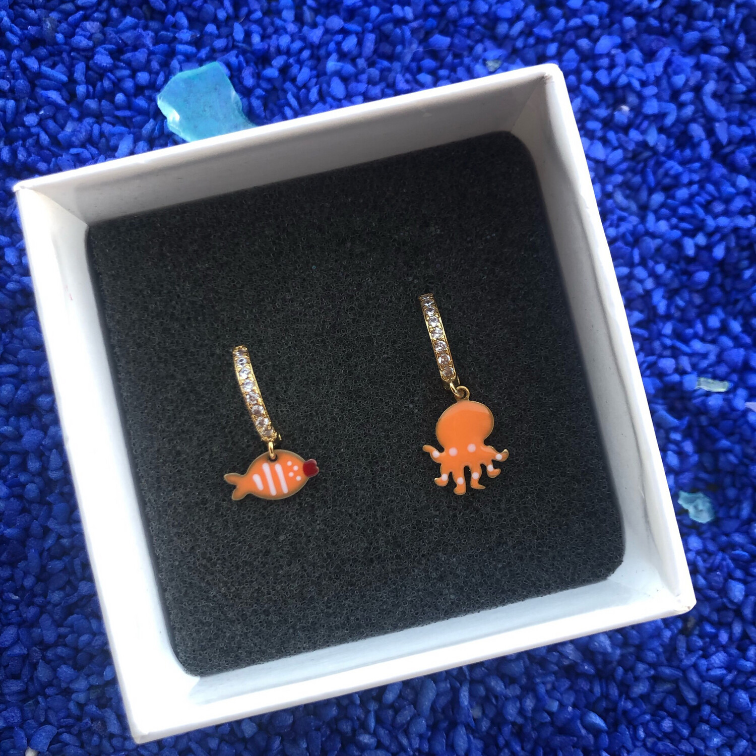 Orecchini Strass Elvissa Arancione 🐟 🐙