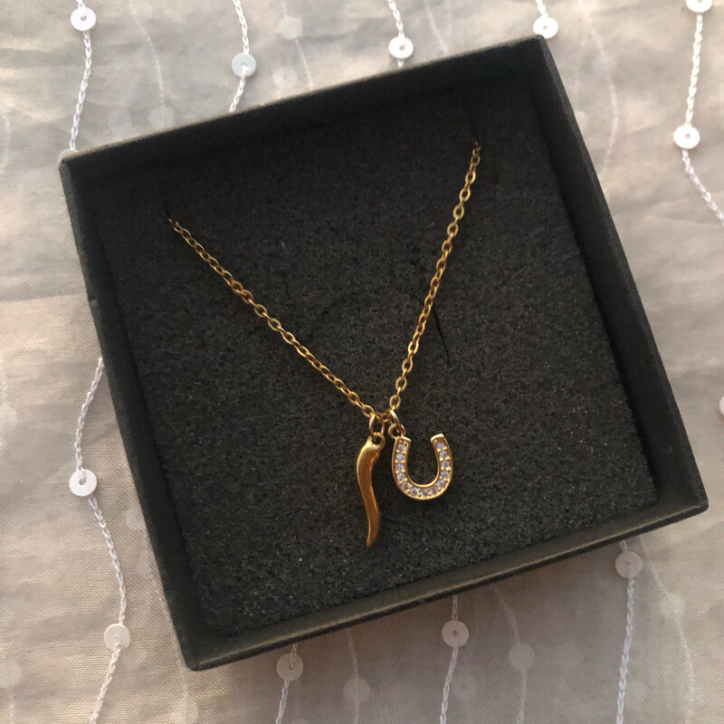 Collana ferro di cavallo e cornetto