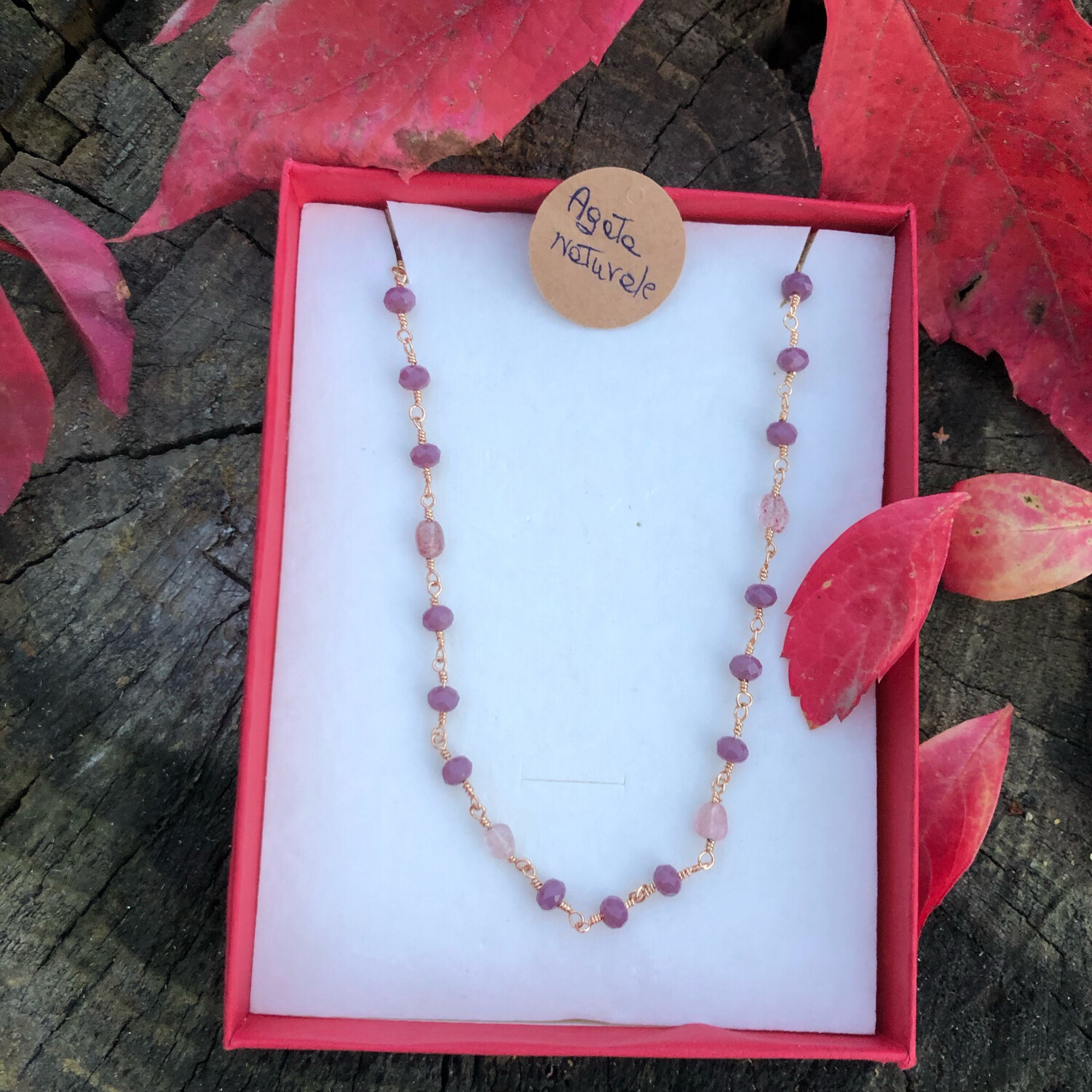 Collana Agata rutilata lilla