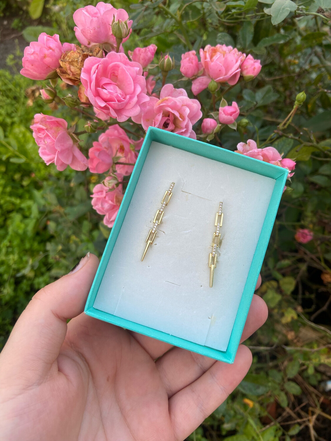 Orecchini catena pendente gold