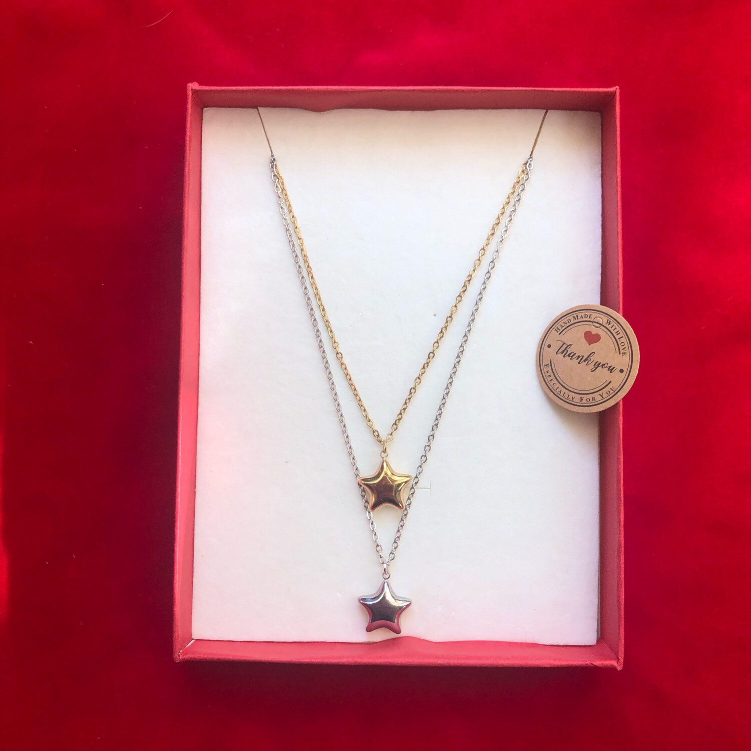 Collana stellina Bombata  ( argento e oro )