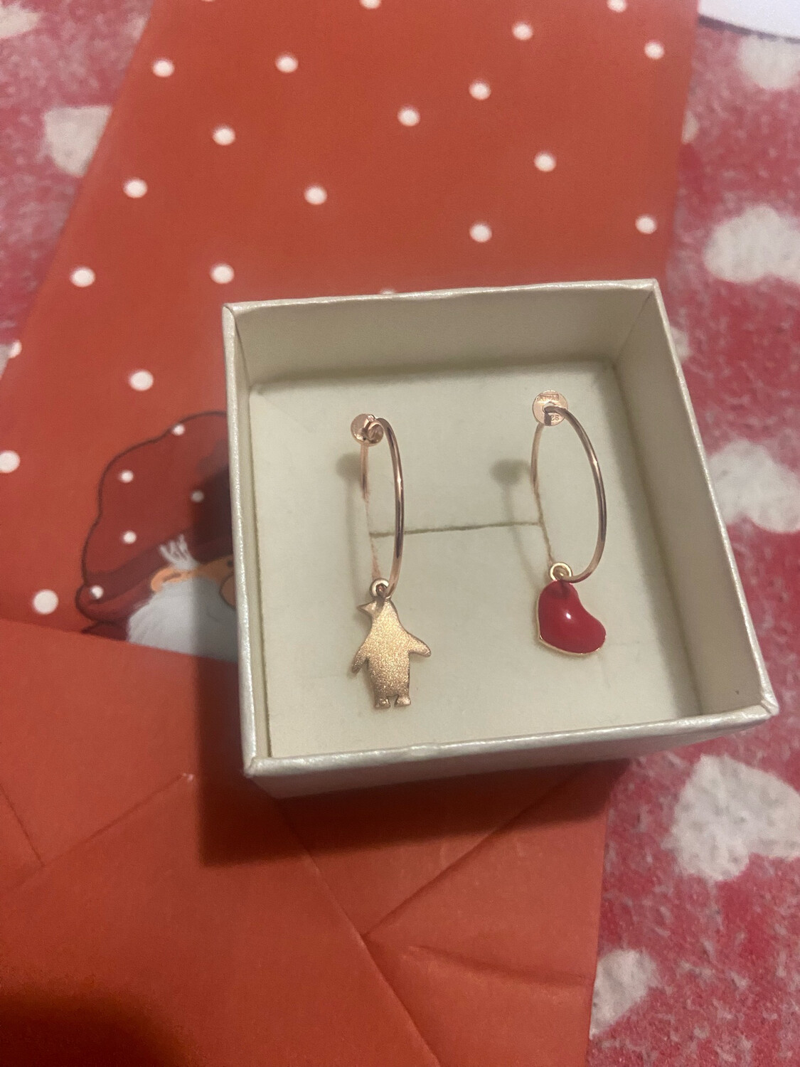 Hoops love pinguino in argento 925 rosè