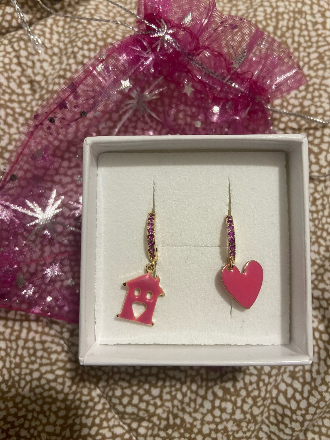 Hoops casa e cuore fucsia 