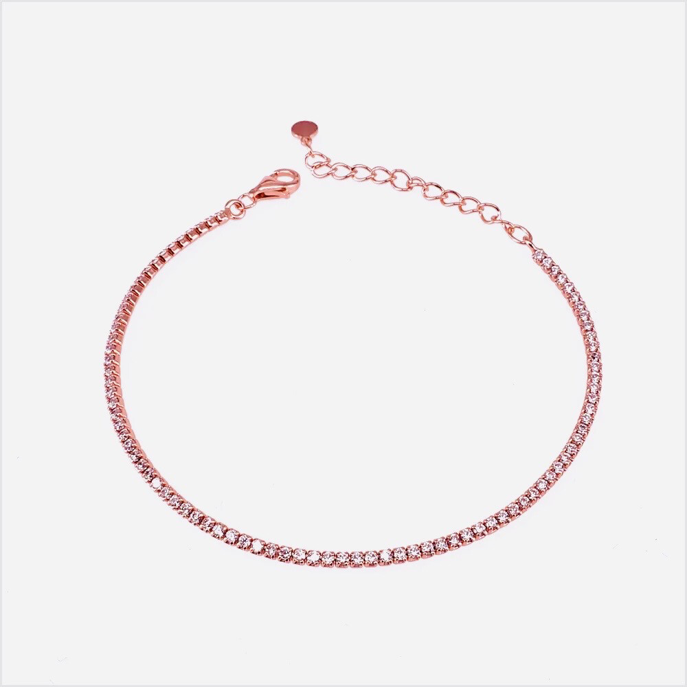 Braccialetto tennis slim in argento 925 rosè