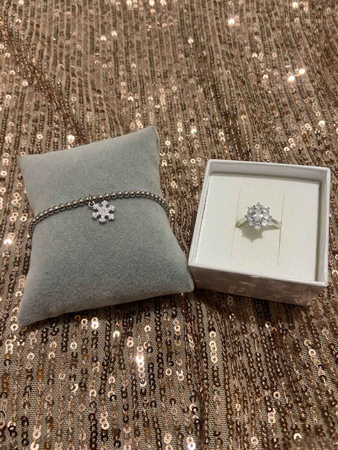 Set white snow ( anello + bracciale in arg.925)