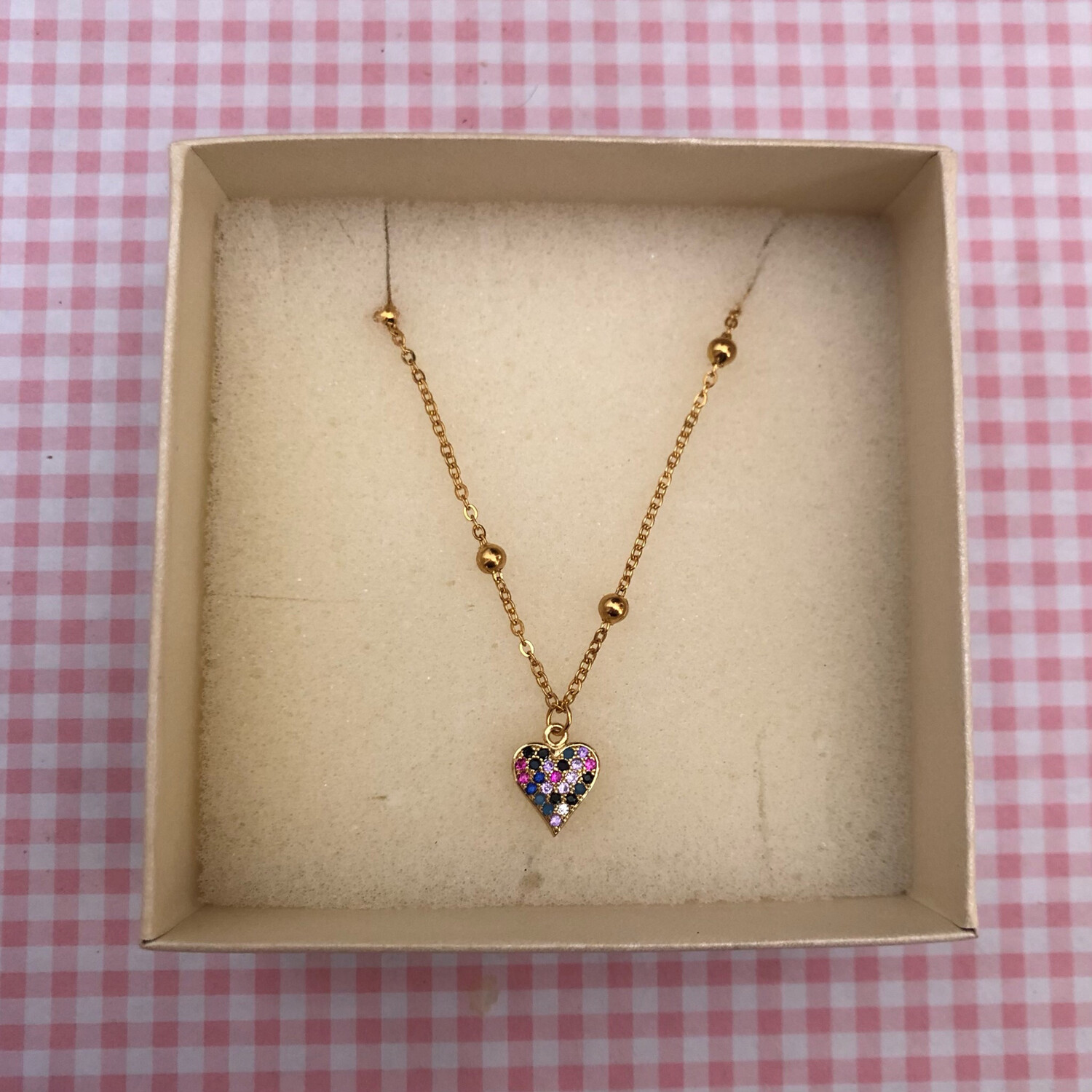 Collana  Heart strass raibow