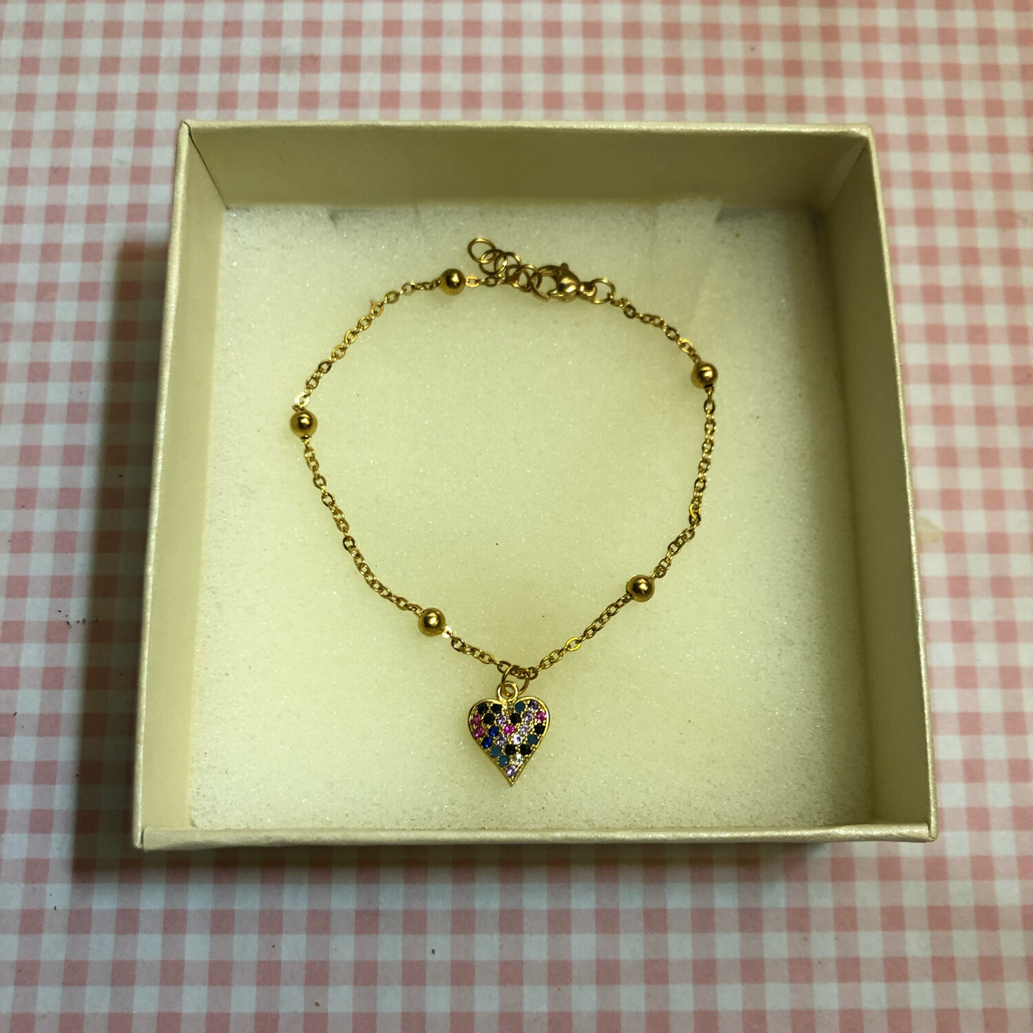 Braccialetto Heart strass raibow