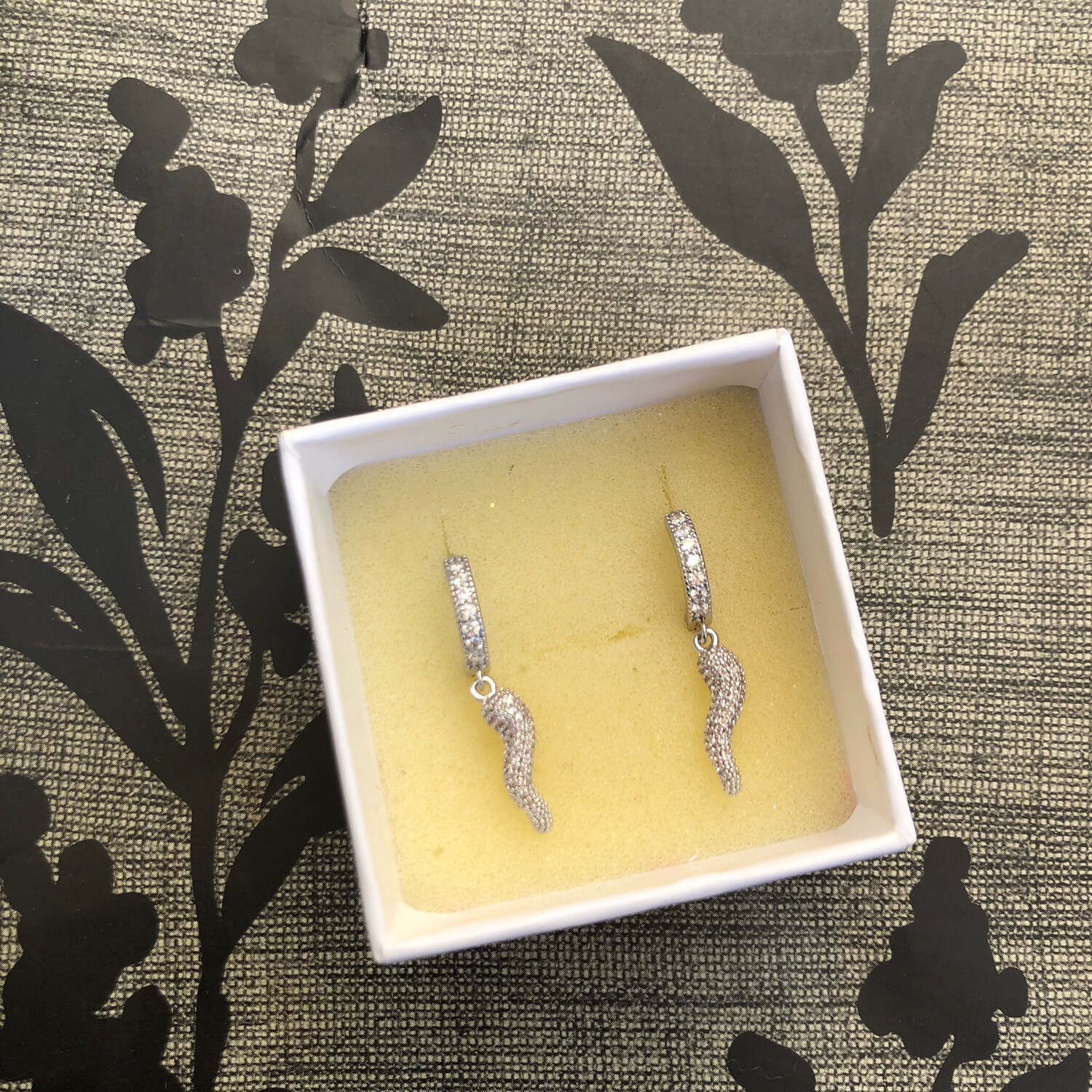 Orecchini Horn strass silver