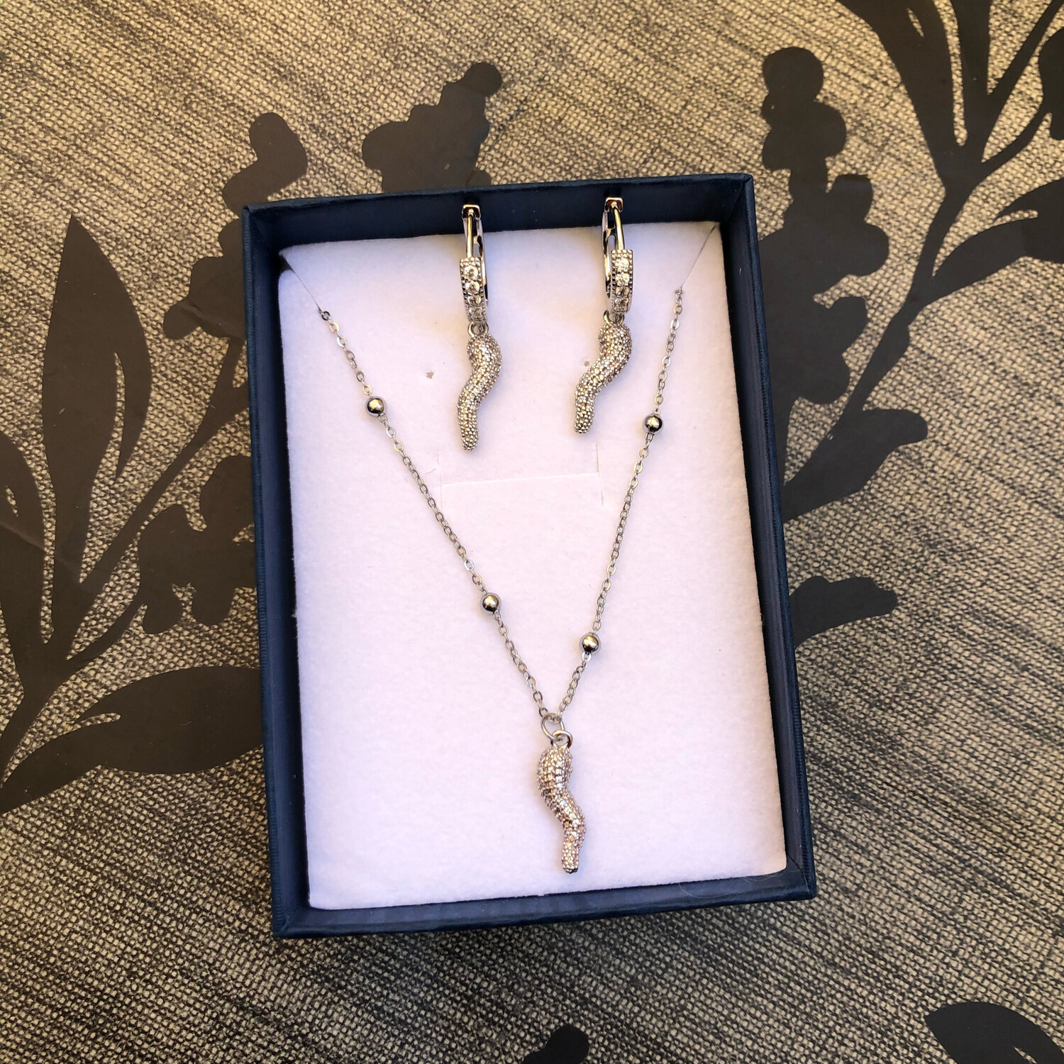 Set Horn strass silver