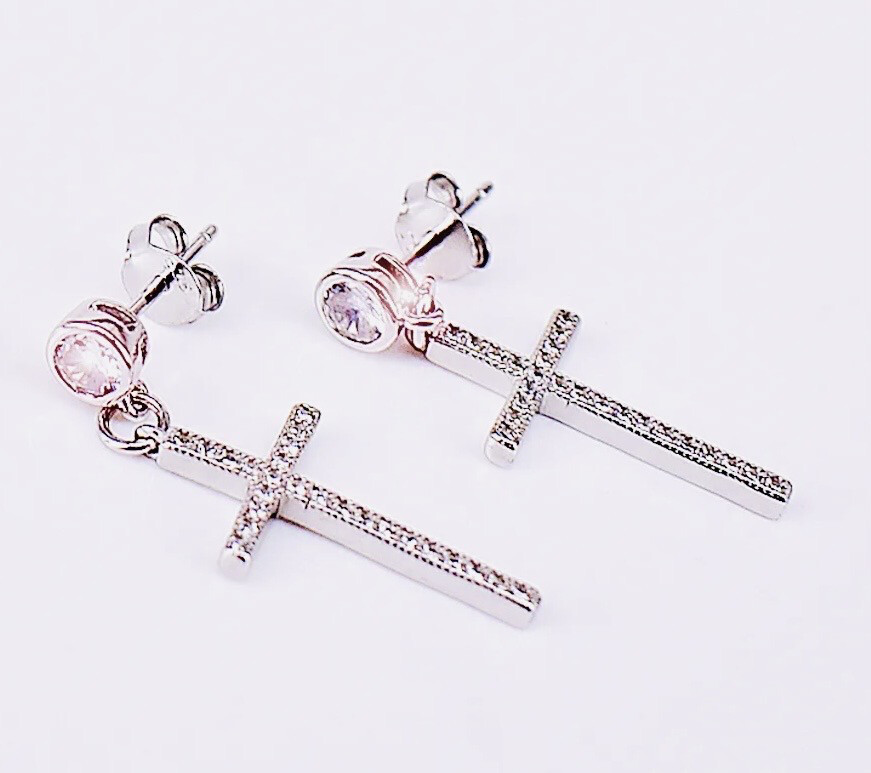 Orecchini croci pendenti argento 925