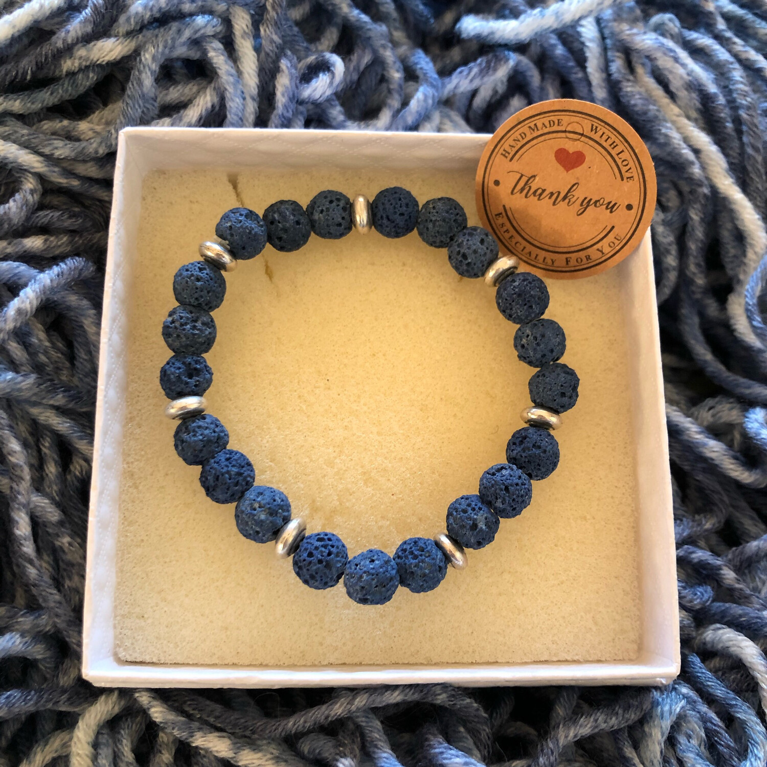 Braccialetto pietra lavica blu