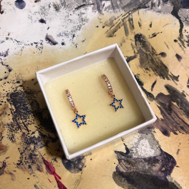 Hoops stelline blu in argento 925 rosè