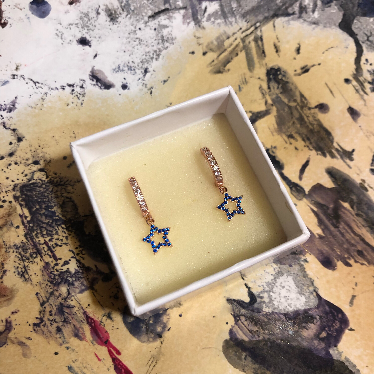 Hoops stelline blu in argento 925 rosè