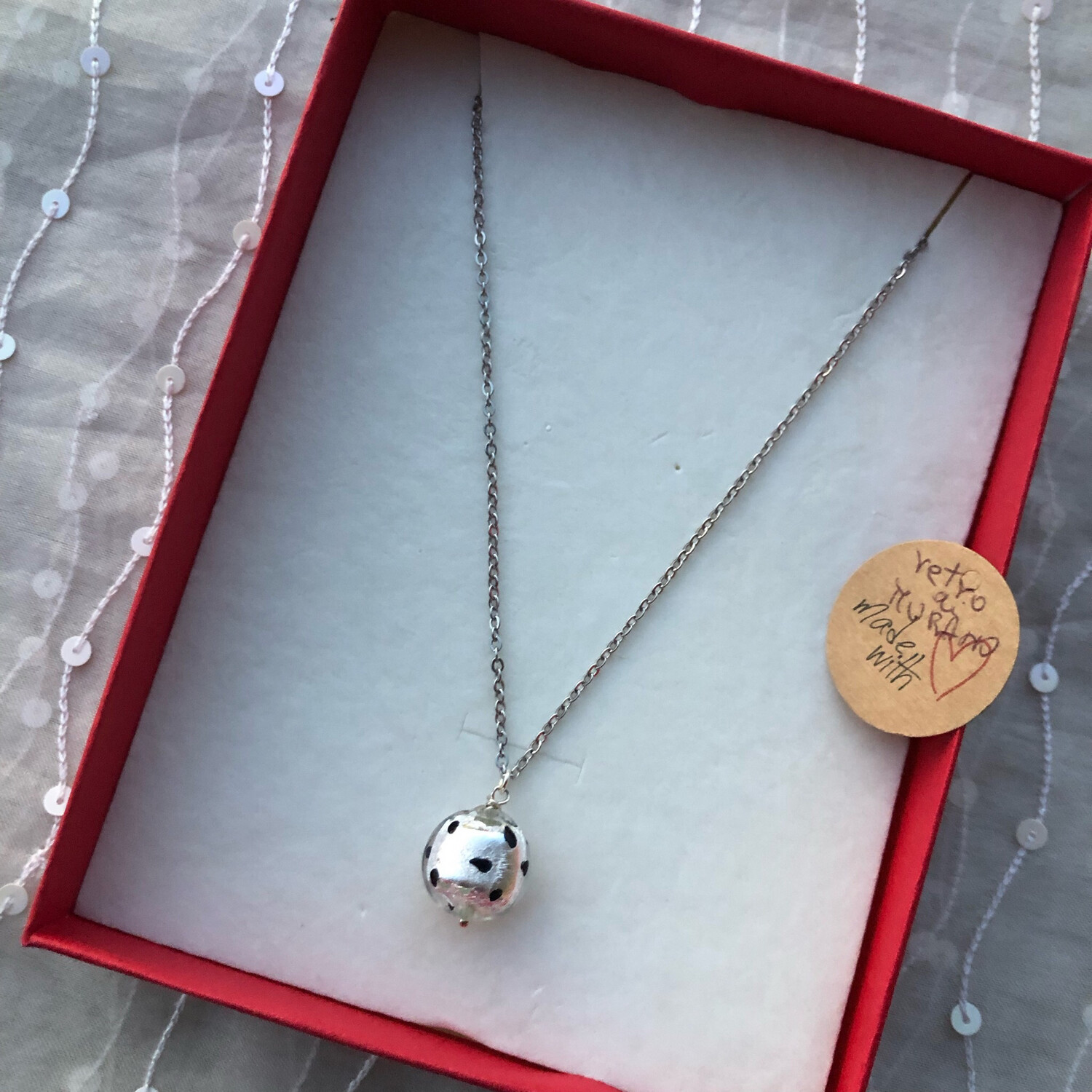 Collana vetro di Murano grigia