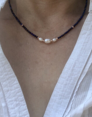 Collana Lapis e perle di fiume