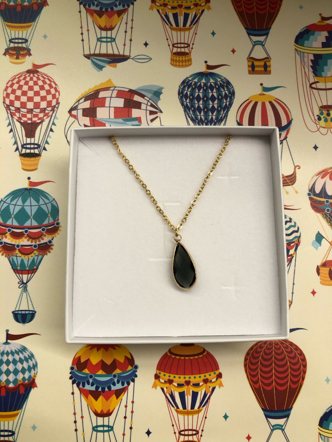 Collana Cristal Drop Grigio Fumè